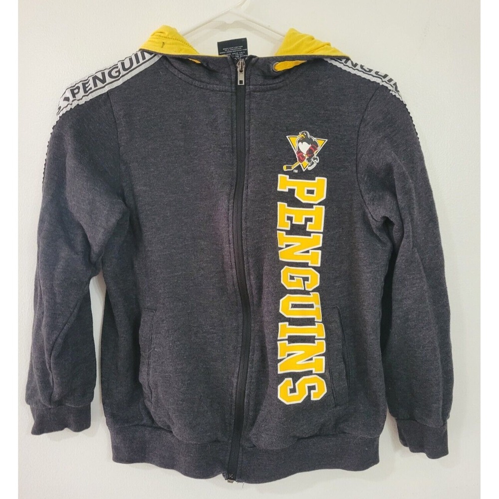 Pittsburgh Penquins‎ NHL Youth Black Yellow Zip Hoodie Medium